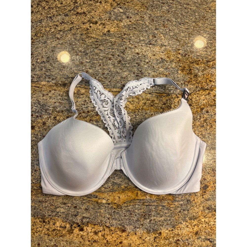 Victoria's Secret Lace Racerback Bra 36DD Blue/Grey